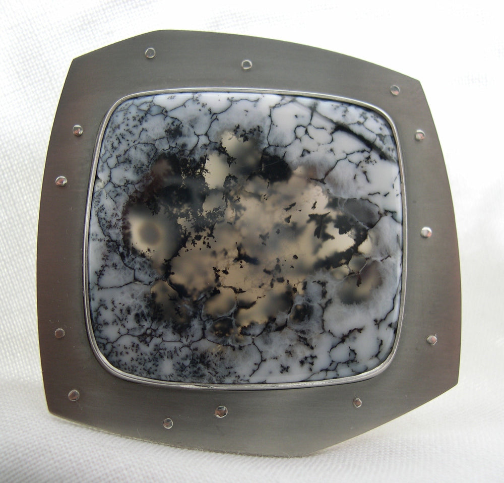 Brooch titanium,silver  and dendritic agate. SOLD