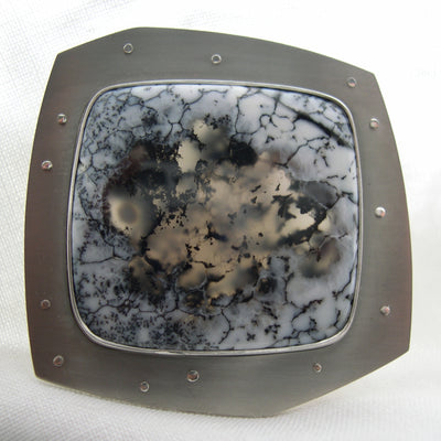 Brooch titanium,silver  and dendritic agate. SOLD