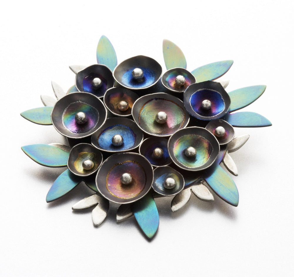 titanium 'posy' brooch