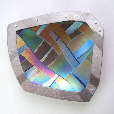 titanium 'finn-landscape' brooch